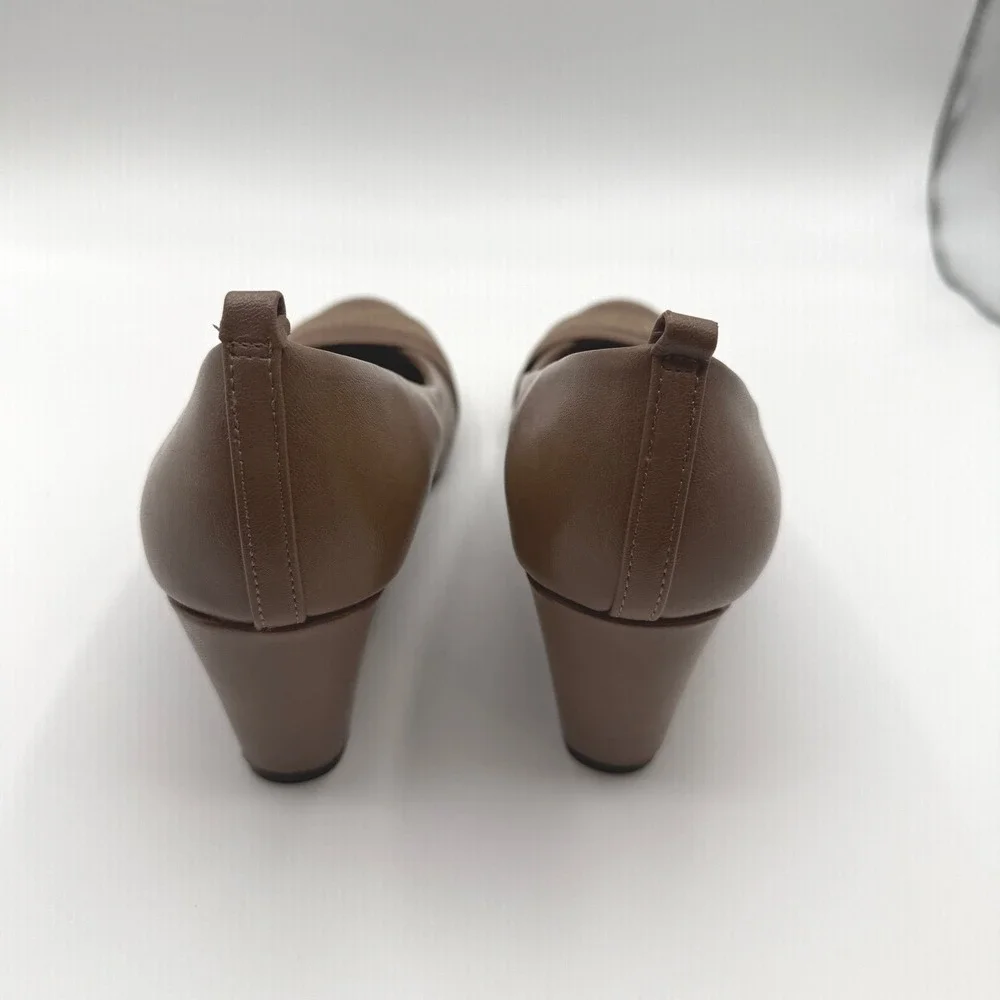 LifeStride Wedge Women Size 7.5 Brown Snakeskin Detail Comfort Pump Office Shoes